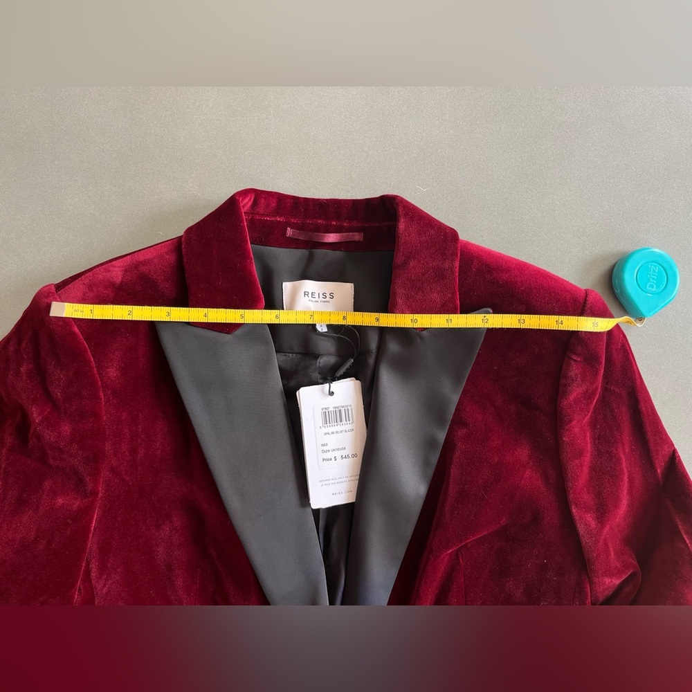 Reiss Maroon Velvet Tuxedo Style Blazer - Picture 8 of 11